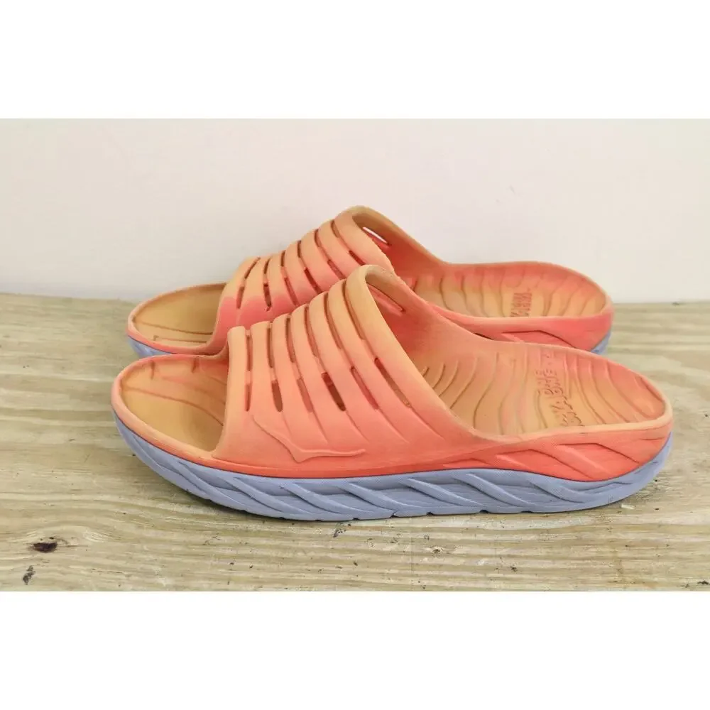 HOKA Ora Recovery Slides Mens 12 Orange Gray Slip On Sandals